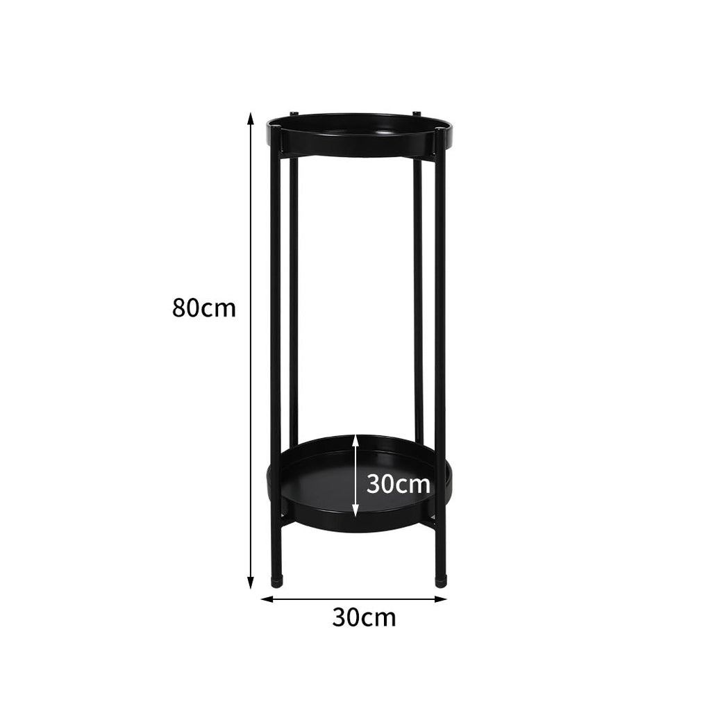Levede 2 Tier Plant Stand Outdoor Indoor Black Large-1954802665653407746