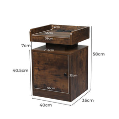 Levede Bedside Table USB Charger Outlet RGB Oak-1963748907892740098