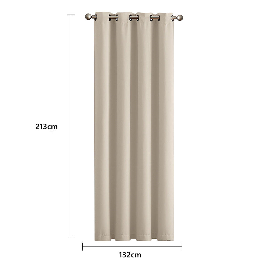 2x Blockout Curtains Panels 3 Layers Beige CD1003-132X213-GR-1954802970528976898