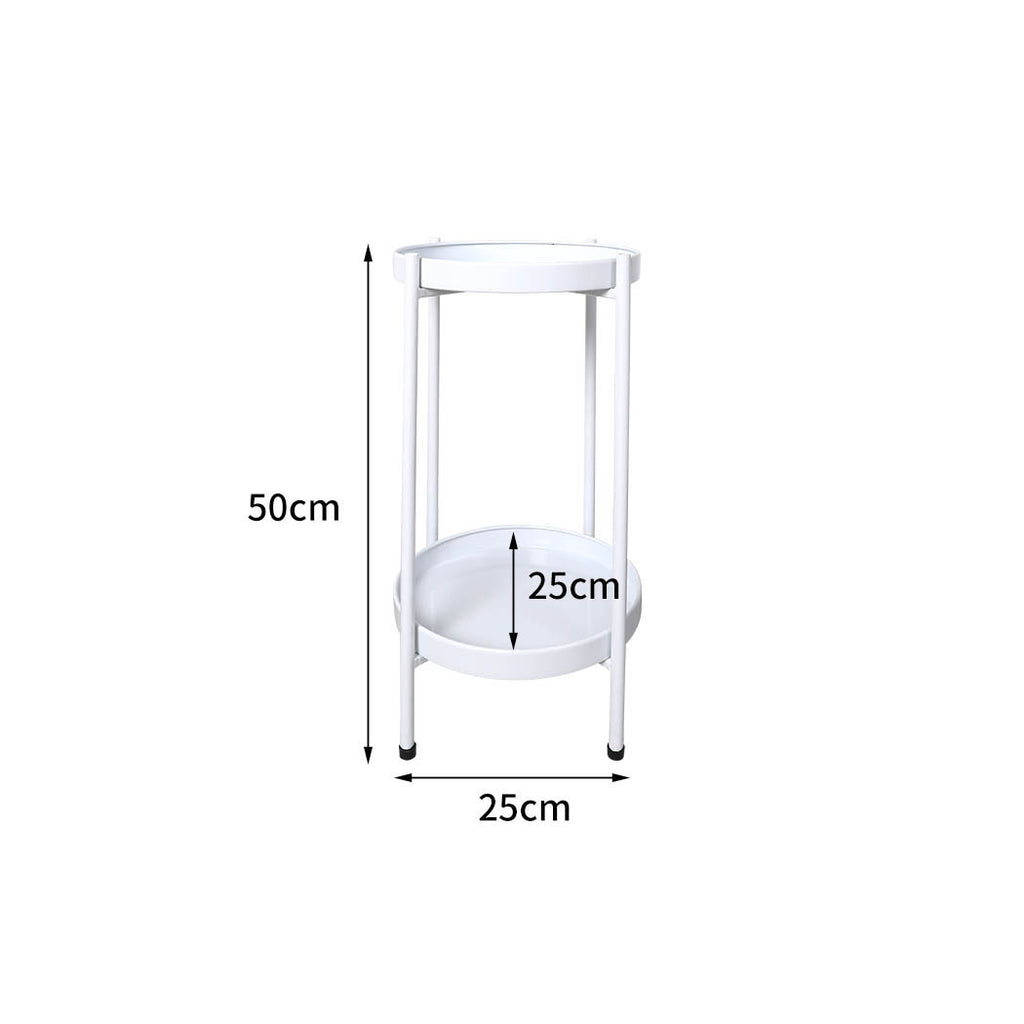 Levede 2 Tiers Plant Stand Metal Flower White Medium-1954802666353856514
