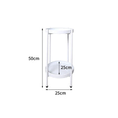 Levede 2 Tiers Plant Stand Metal Flower White Medium-1954802666353856514