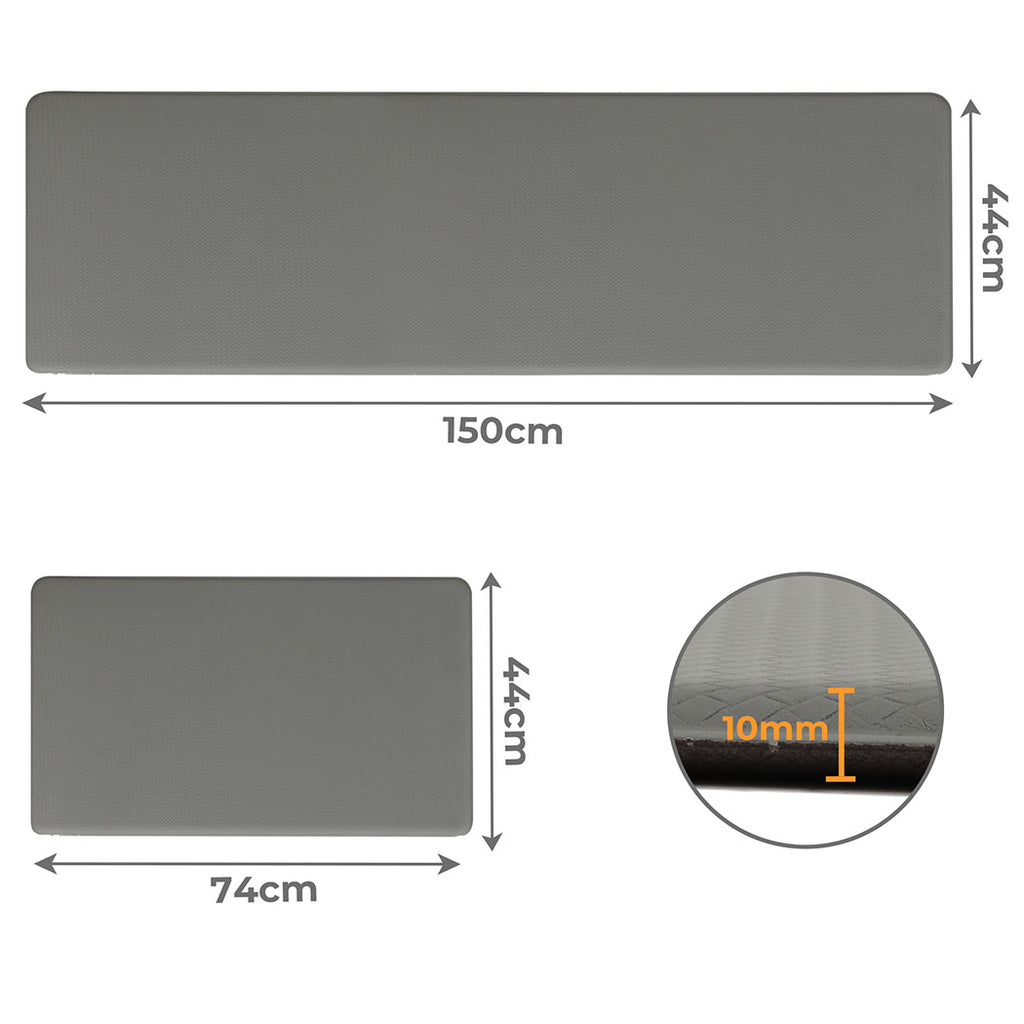 Marlow Kitchen Rug 2PCS Non Slip Anti Fatigue Mat Grey-1954802461264973826