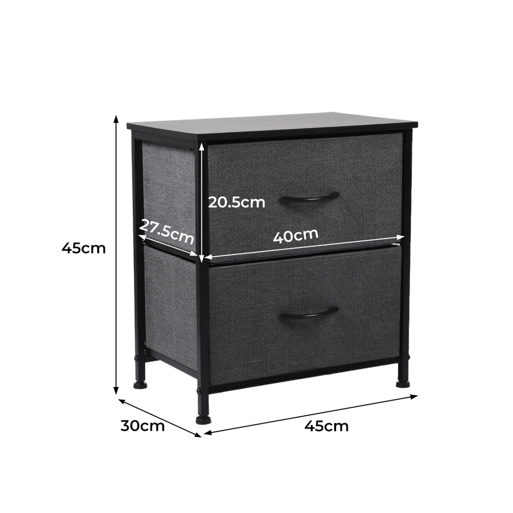 Levede Storage Cabinet Chest of 2 Drawers Dark Grey-1954802984013664258