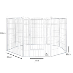 PaWz 8 Panel 48'' Pet Dog Playpen Puppy White 4kg chicken-1966287385125851138