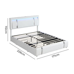 Levede Queen Bed Frame With Adjustable Headboard White-1954802444408066050