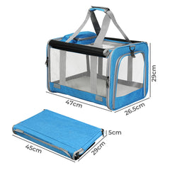 Pawz 3 in 1 Pet Soft Crate Dog Cat Carrier M Size Blue-1954802465836765186