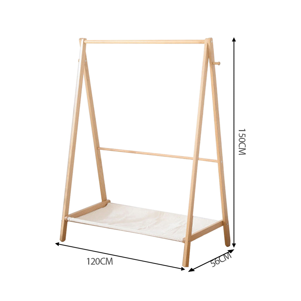 Levede Clothes Rack Wooden Wardrobe Natural-1954803003269713922
