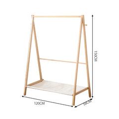 Levede Clothes Rack Wooden Wardrobe Natural-1954803003269713922