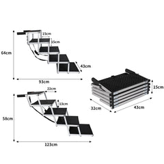 PaWz 5 Steps Dog Ramp Adjustable Height Black-1954802550364573698
