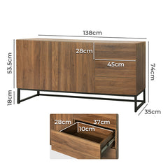 Levede Buffet Sideboard Storage Cabinet Walnut-1954802987746594818