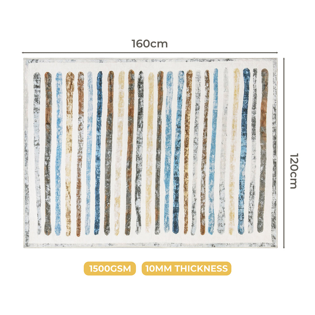 Marlow Floor Rug Short Pile Washable Carpet Soft Plush Non Slip Stripe 160x120-1954802389743702018