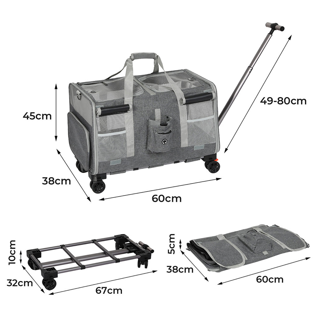 Pawz Pet Carrier 4 Wheel Portable Rolling Foldable-1954802466788872194