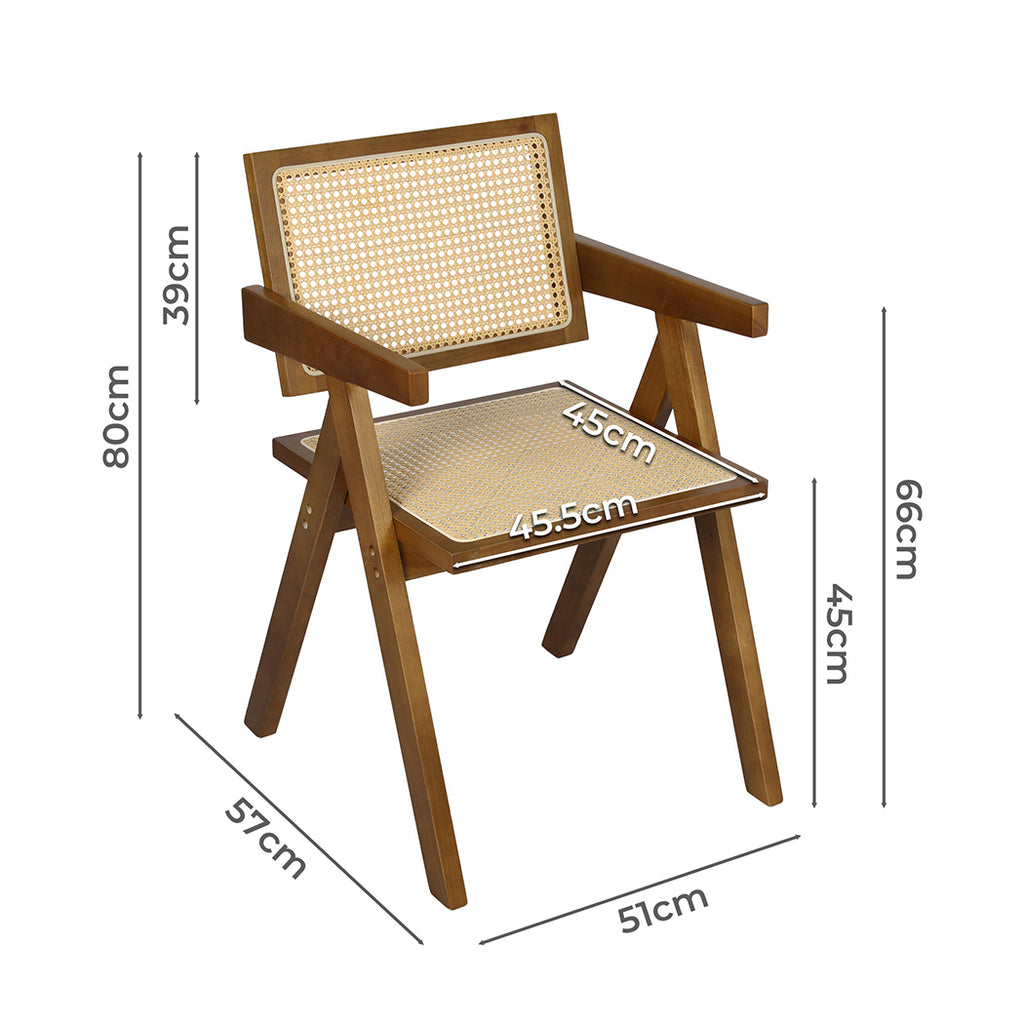 Levede 1x Walnut Wicker Armchair Dining Chair-1954802994130325506