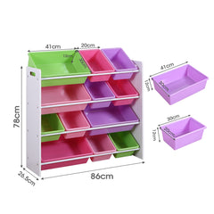 Levede 12Bins Kids Toy Box Bookshelf-1954802614113800194