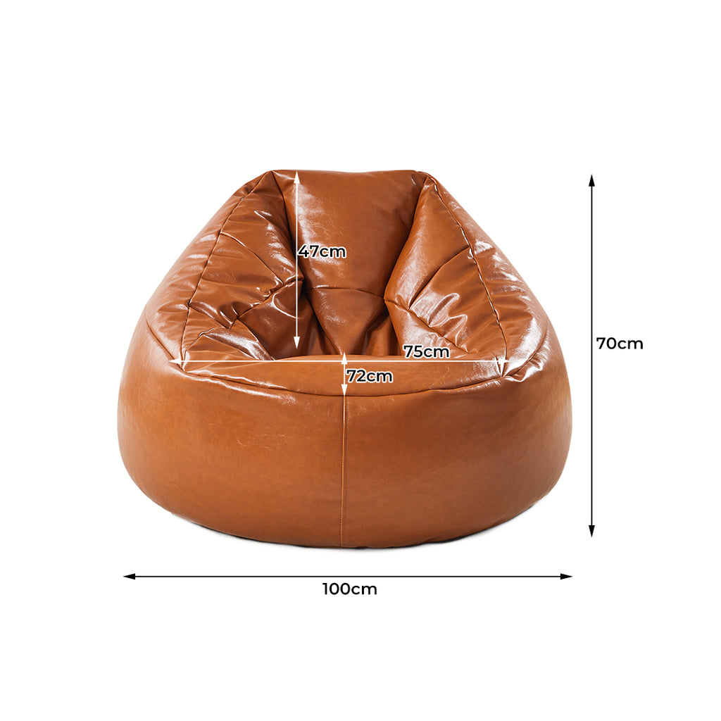 Marlow Bean Bag Chair Cover PU Couch Tan-1966287382567325698