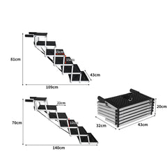 PaWz 6 Steps Dog Ramp Adjustable Height Black-1954802550565900290