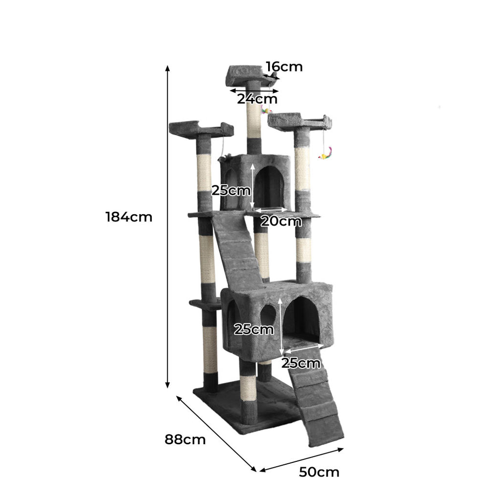 PaWz 184cm Cat Trees Scratching Post Grey-1954802765565923330