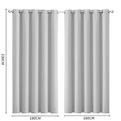 2x Blockout Curtains Panels 3 Layers Grey-1954802971963428866