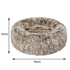 PaWz Pet Bed Cat Dog Donut Nest Calming M Brown Medium-1954802518441725954