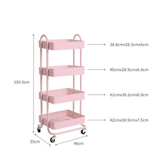Levede 4 Tiers Kitchen Trolley Cart Pink-1954802729260027906