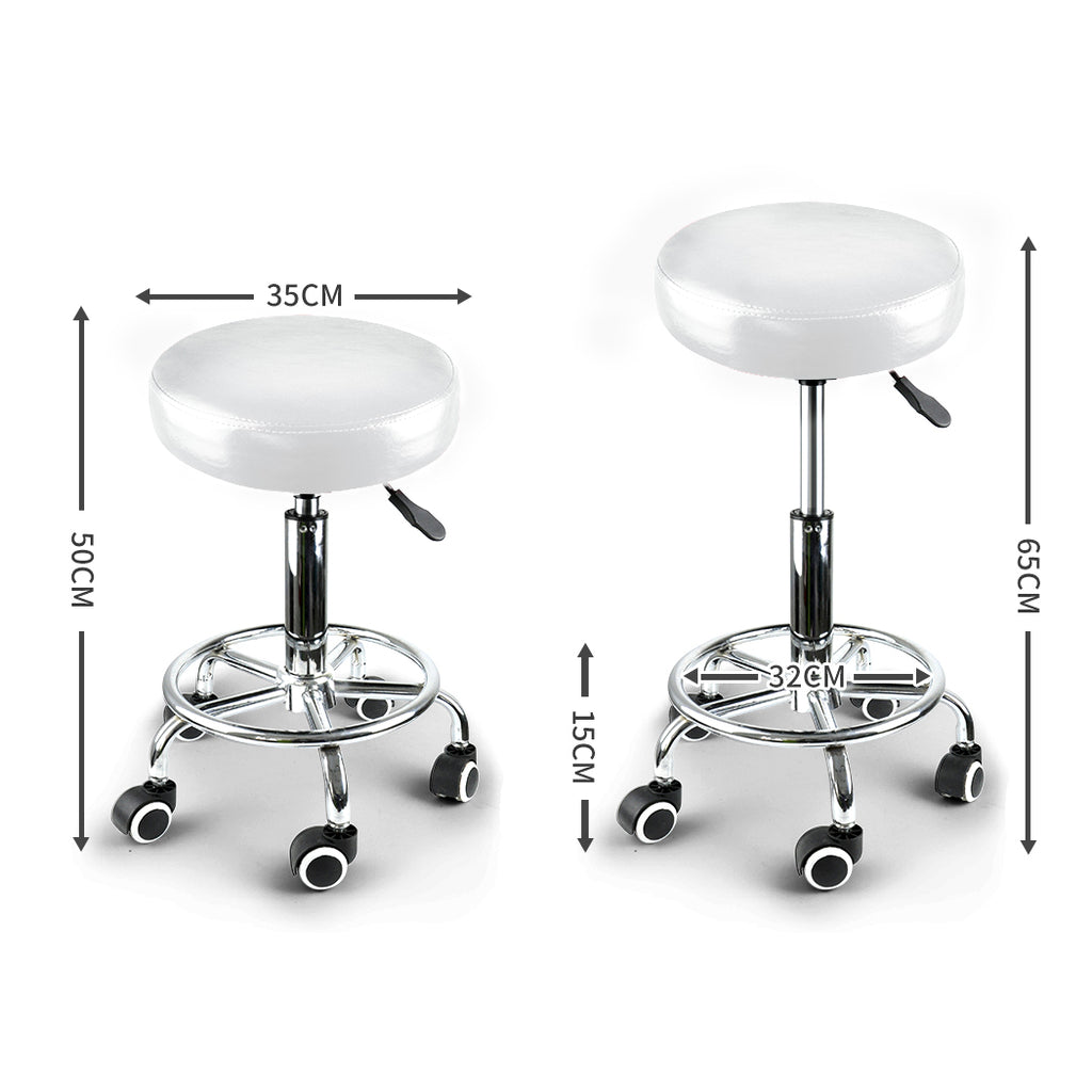 2x Levede Swivel Salon Barstool Hairdressing White-1954802613753090050