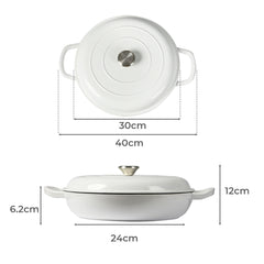 TOQUE 3.5L Enamel Dutch Oven Pan in White Colour-1954802796725407746