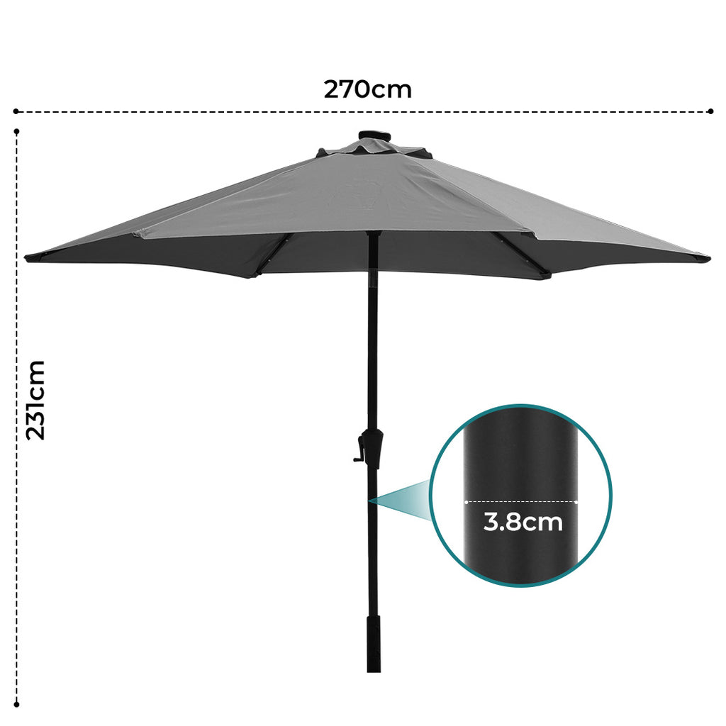 Centra 2.7M LED Outdoor Umbrella Base Stand Grey-1954802421616218114