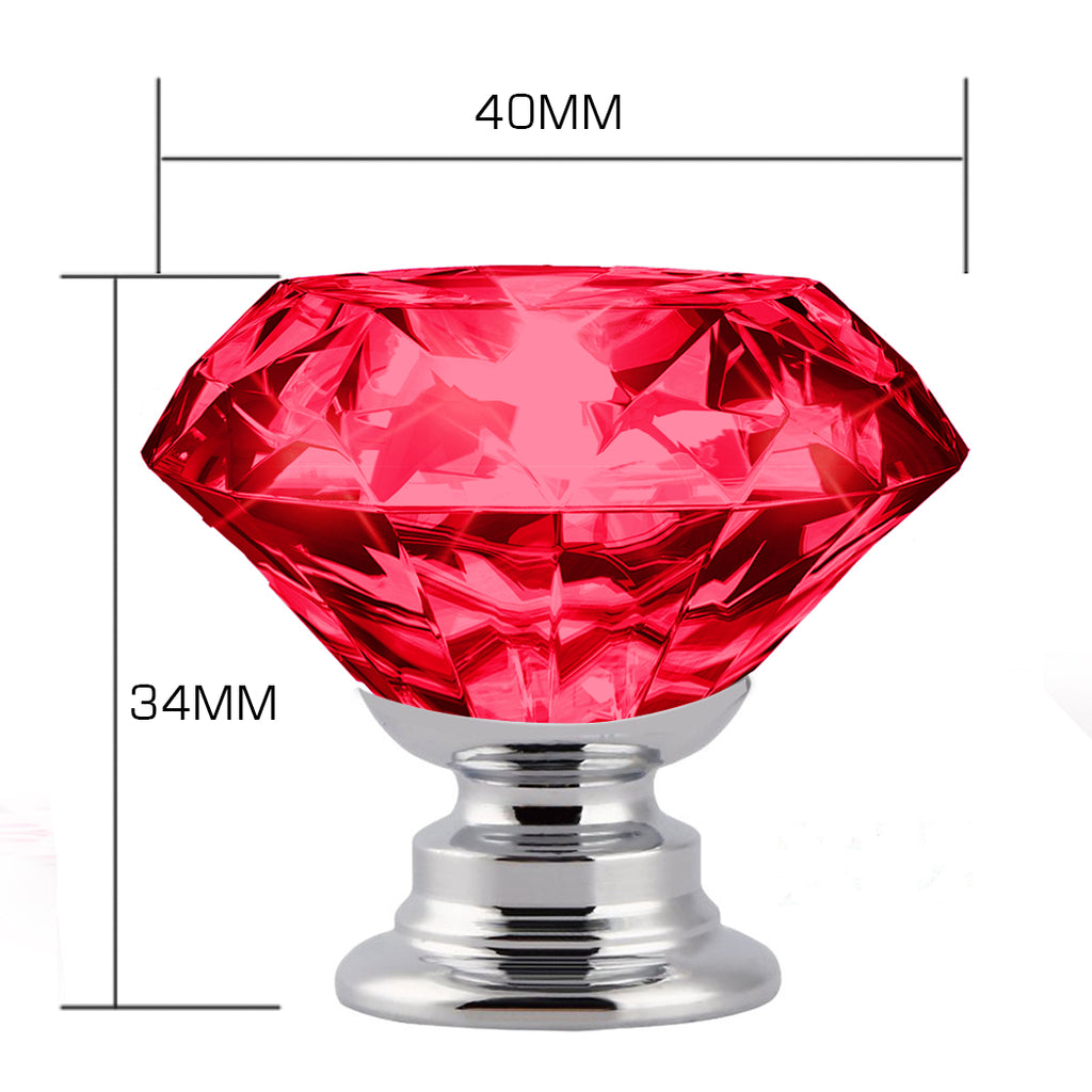 16 Pcs Red Crystal Knobs Diamond 40mm Large Red-1954802684519387138