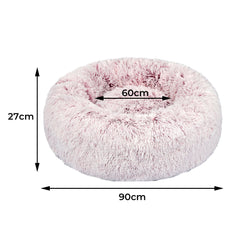 PaWz Pet Bed Cat Dog Donut Nest Calming L Pink Large-1954802517737082882