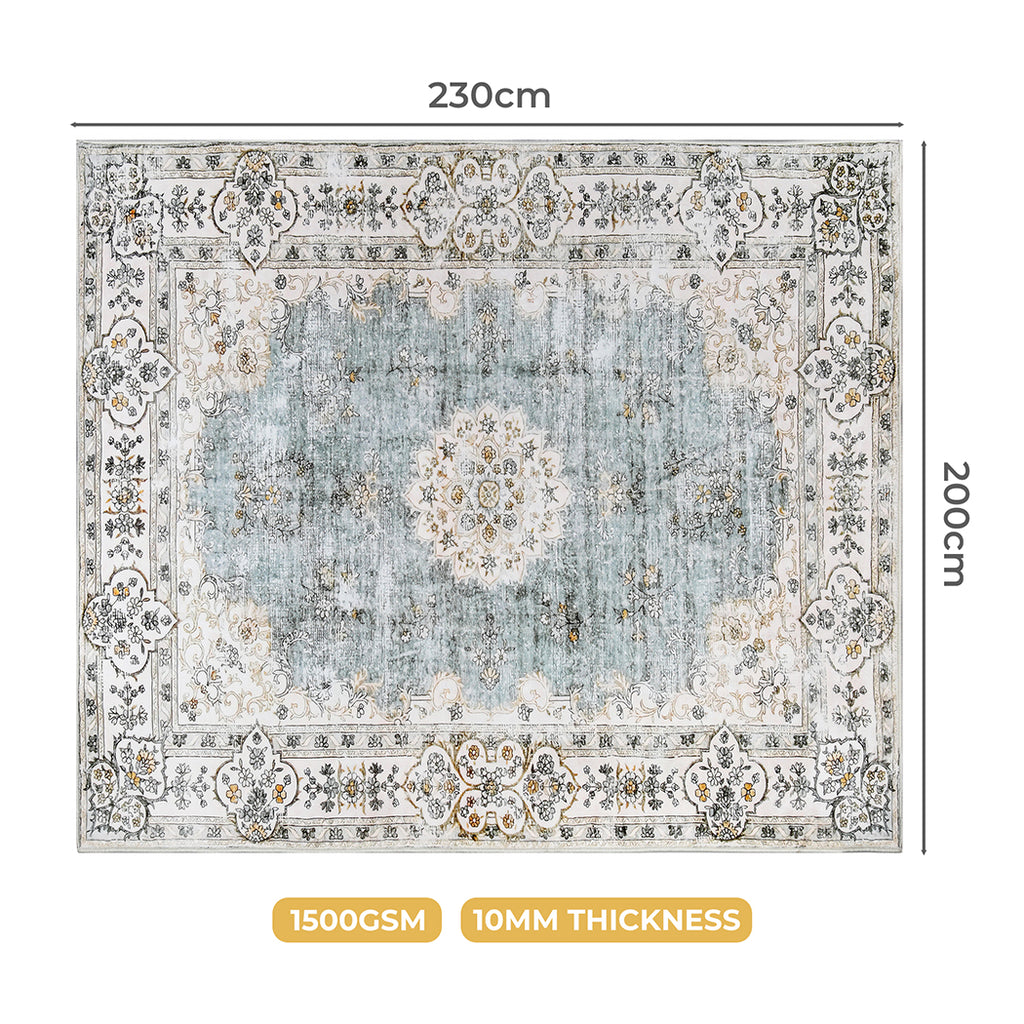 Marlow Floor Rug Short Pile Washable Vintage Carpet Soft Plush Non Slip 200x230-1954802390679031810