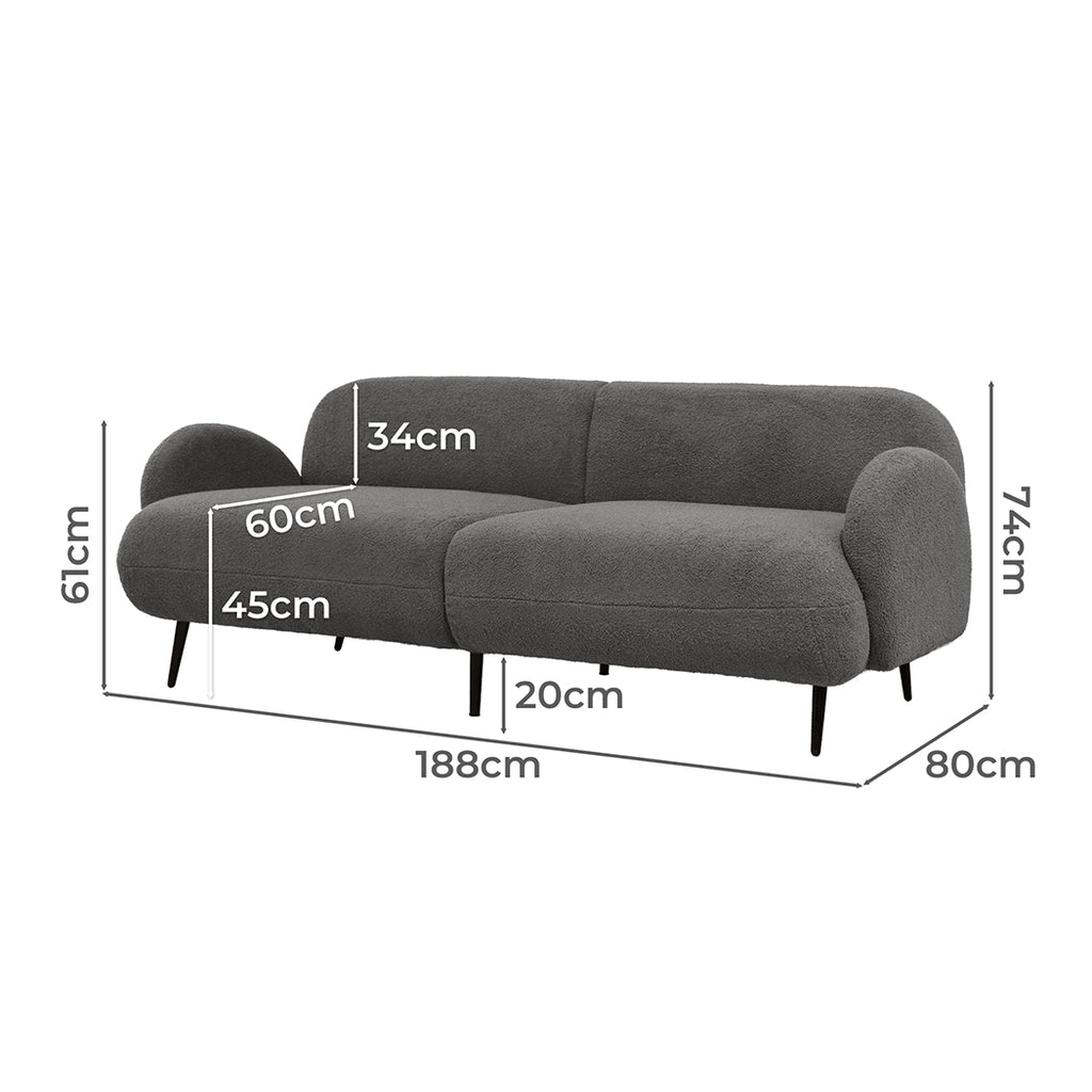 Levede Cloud Sofa 3 Seater Sherpa Fleece Beige-1954802386577002498