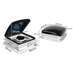Manan Caravan Roof  Vent Hatch RV Shower Air Exhaust 12V Fan LED Light Trailer-1954802967265808386