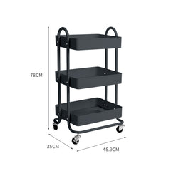 Levede 3 Tiers Kitchen Trolley Cart Grey-1954802728517636098