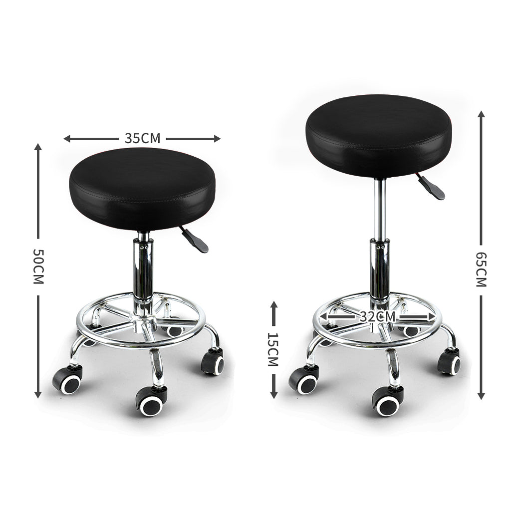 2x Levede Swivel Salon Barstool Hairdressing Black-1954802613006503938