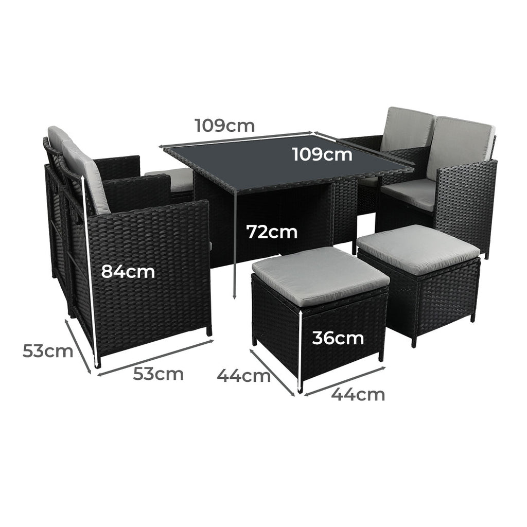 Levede 9PCS Outdoor Table Chair Set-1954802883304230914