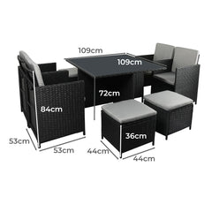 Levede 9PCS Outdoor Table Chair Set-1954802883304230914