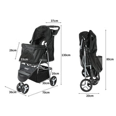 PaWz Large Pet Stroller Dog Cat Carrier Black-1954802605679054850