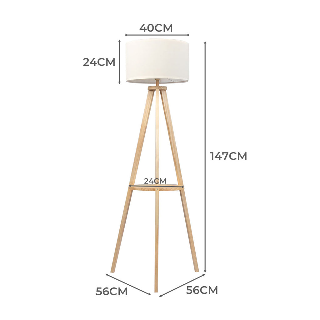 EMITTO Tripod Floor Lamp with Shelf-1954802835845681154