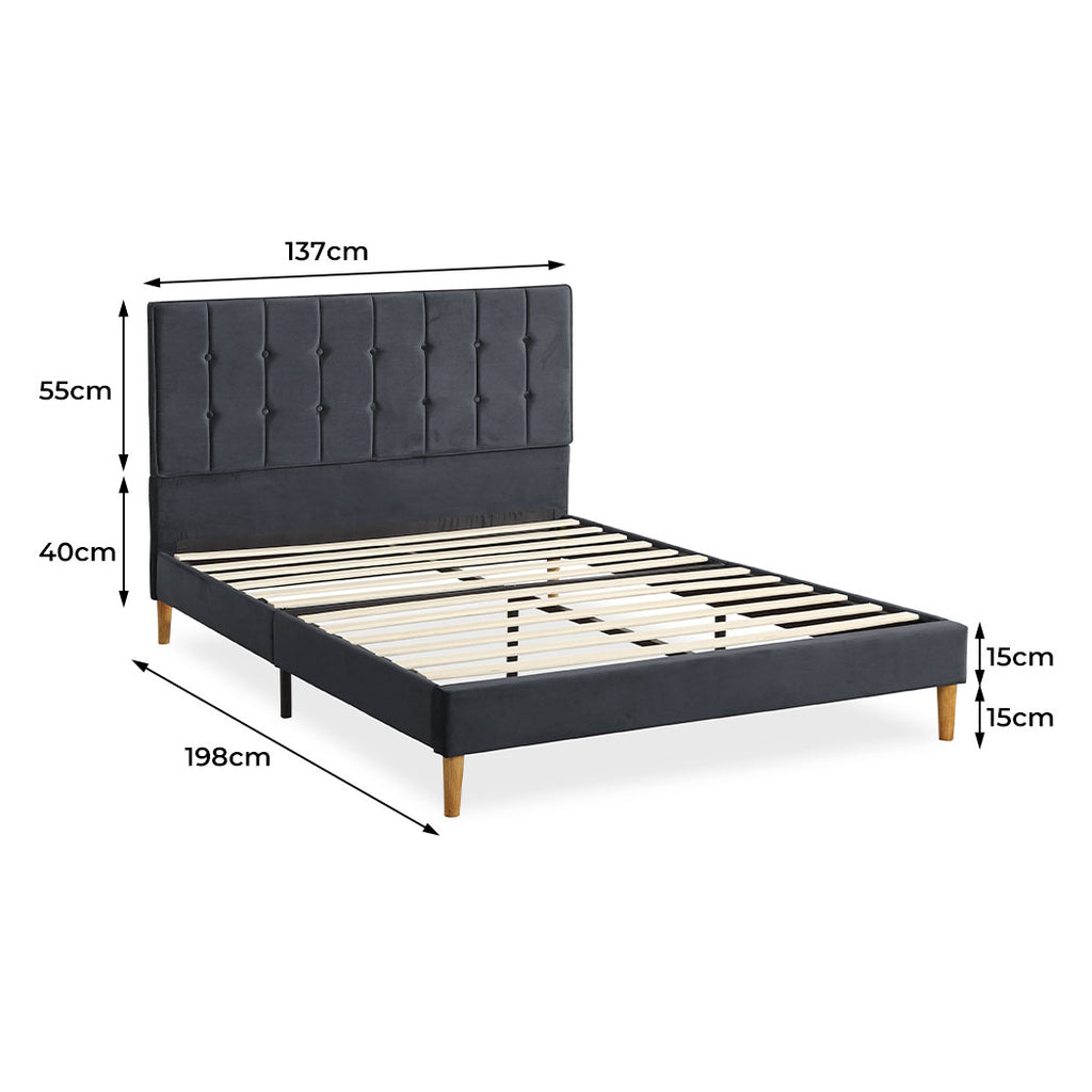 Levede Fabric Bed Frame Double Mattress Grey-1954802926509756418