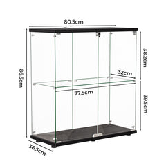 Stacked Glass Display Cabinet Lockable Collections Storage 2 Tier Shelf 2 Door-1954802399797448706