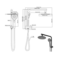 High Pressure Shower Head Set Rain Round Black-1954802953378467842