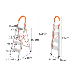 Traderight 4 Step Ladder Folding Aluminium-1954802743076065282