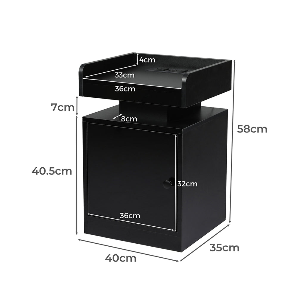 Levede Bedside Table USB Charger Outlet RGB Black-1963748907678830594