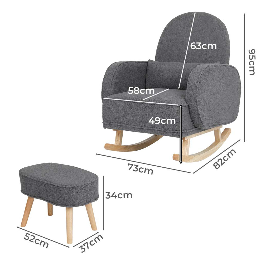 Levede Fleece Rocking Chair with footstool-1954802408546766850