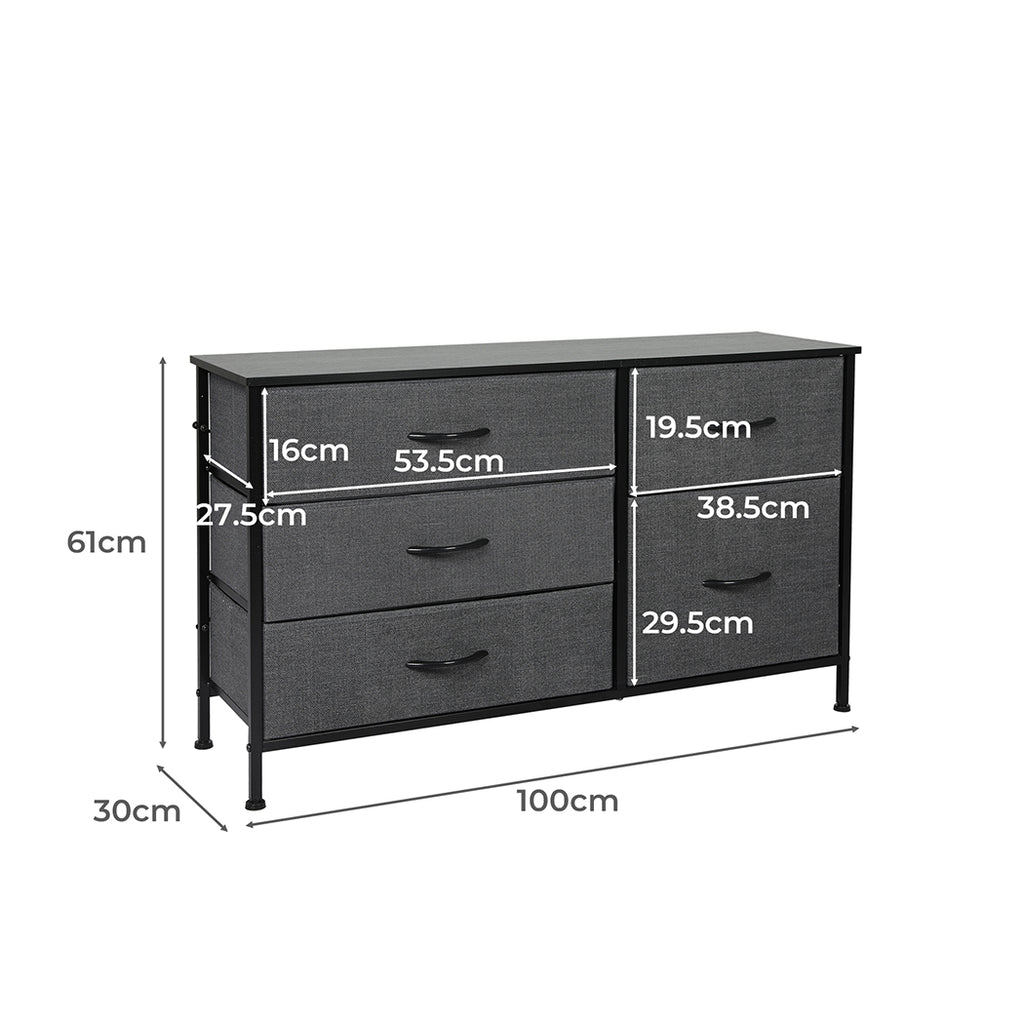 Levede Storage Cabinet Tower Chest Dark Grey-1954802991836041218