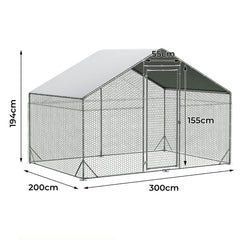 Pawz 200x300x194cm Large Metal Walk-in Chicken Coop Cage-1954802466965032962