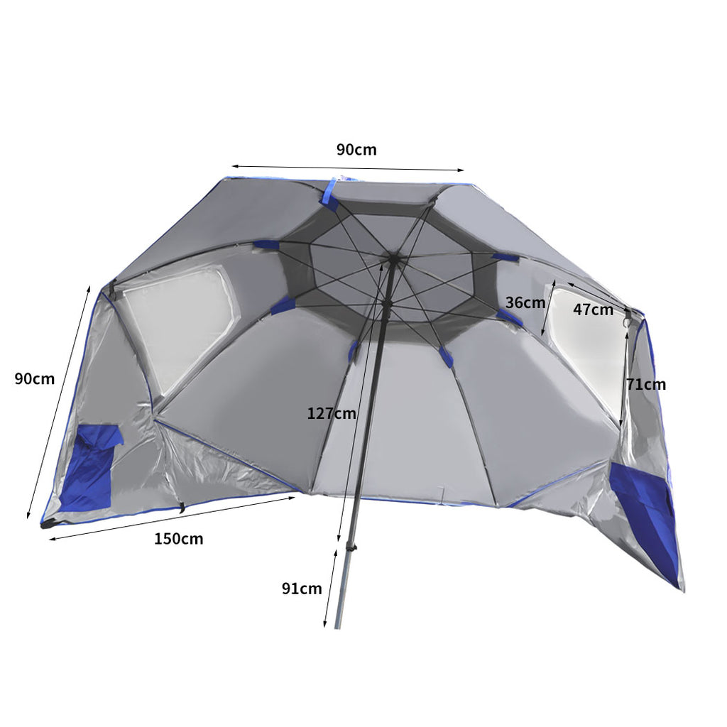 Mountview Beach Umbrella Outdoor Umbrellas Blue 2.33M-1954802645210370050