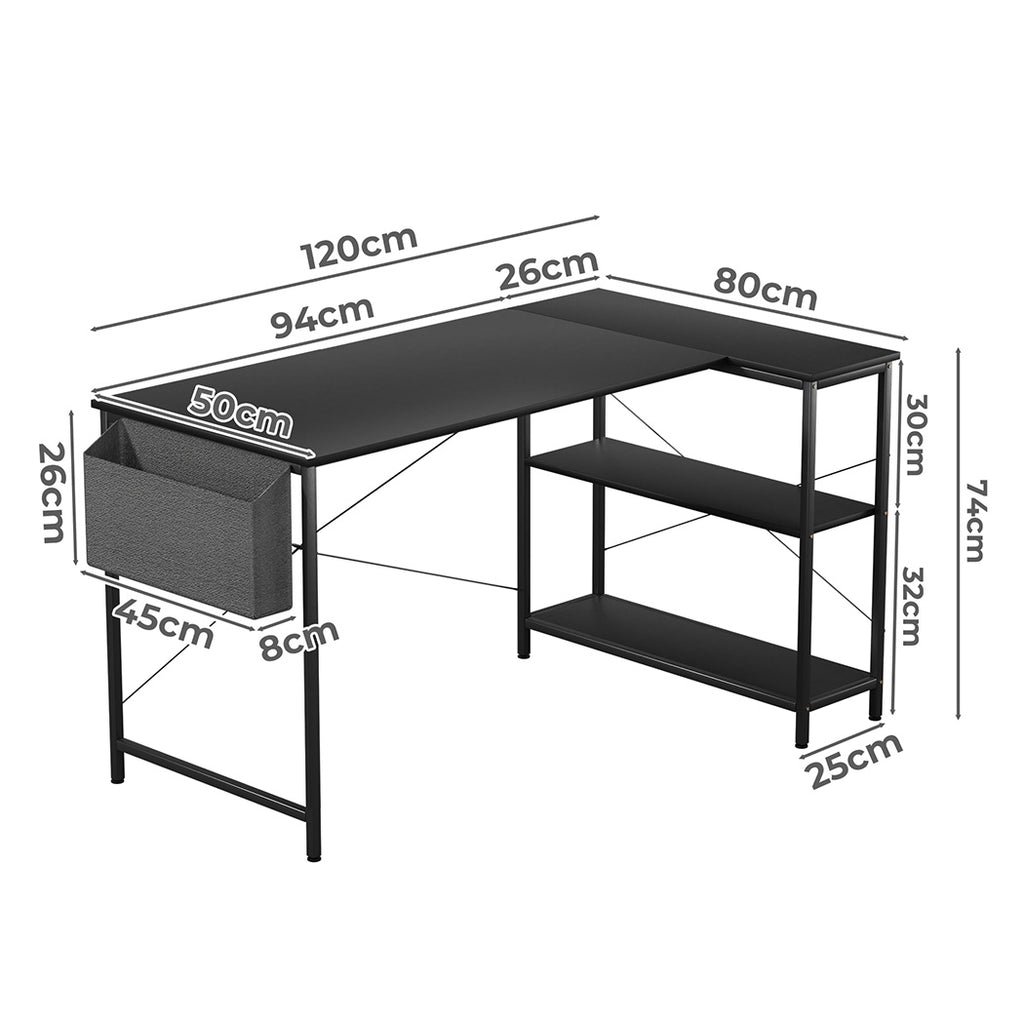 Levede L Shaped Computer Desk Home Desk Black-1954802382059737090