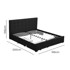 Levede Queen Bed Frame Fabric Tufted Dark Grey-1972833487778091010