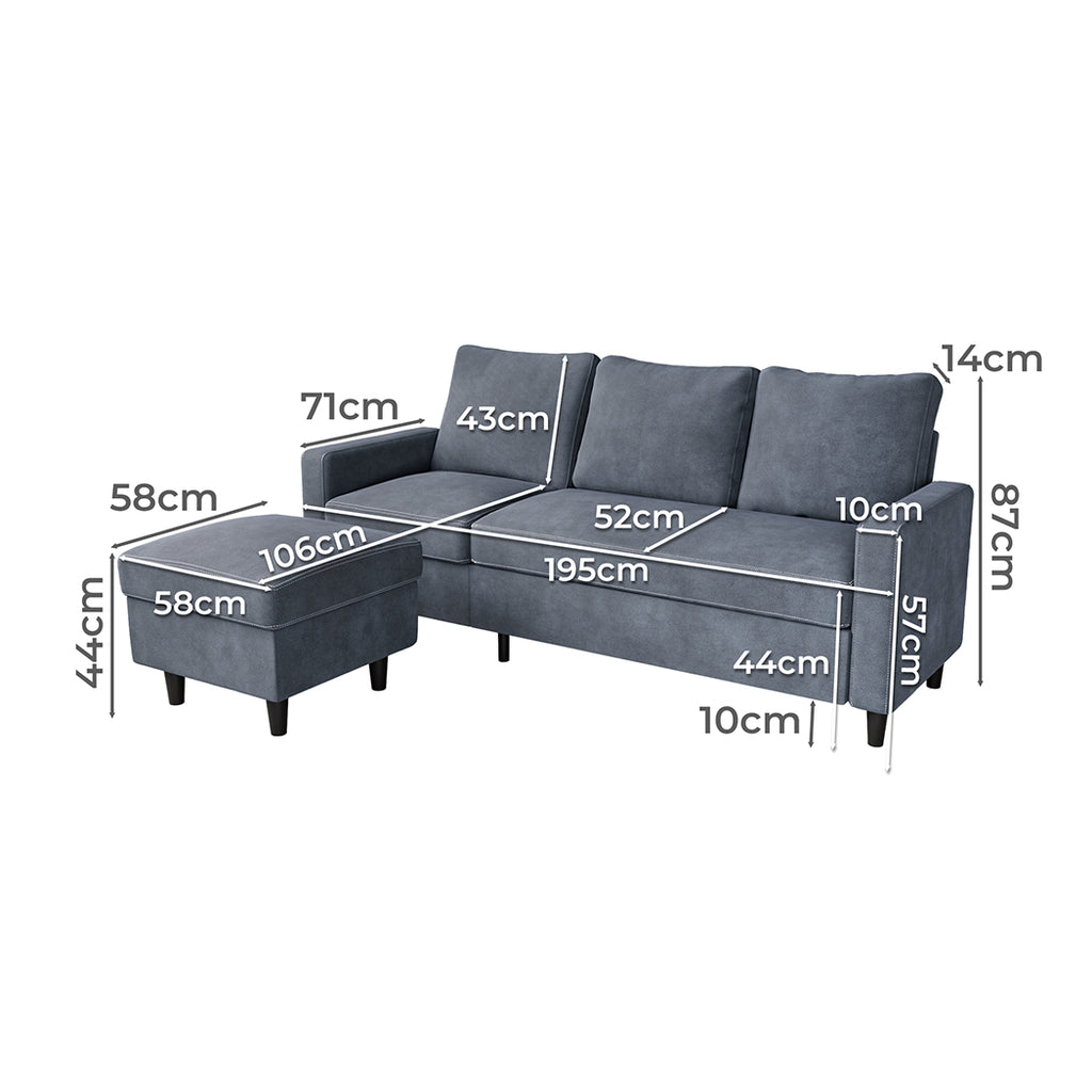 Levede L-shaped Sectional Sofa Lounge Chaise Set-1954802387466194946